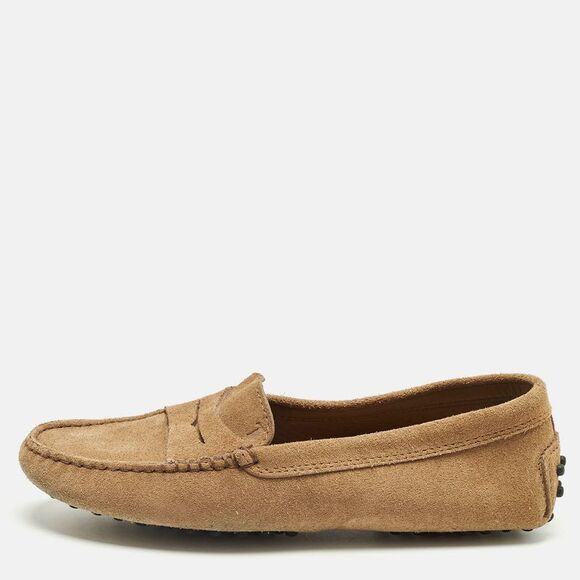 Tod's Brown Suede Gommini Driver Loafers Size 35